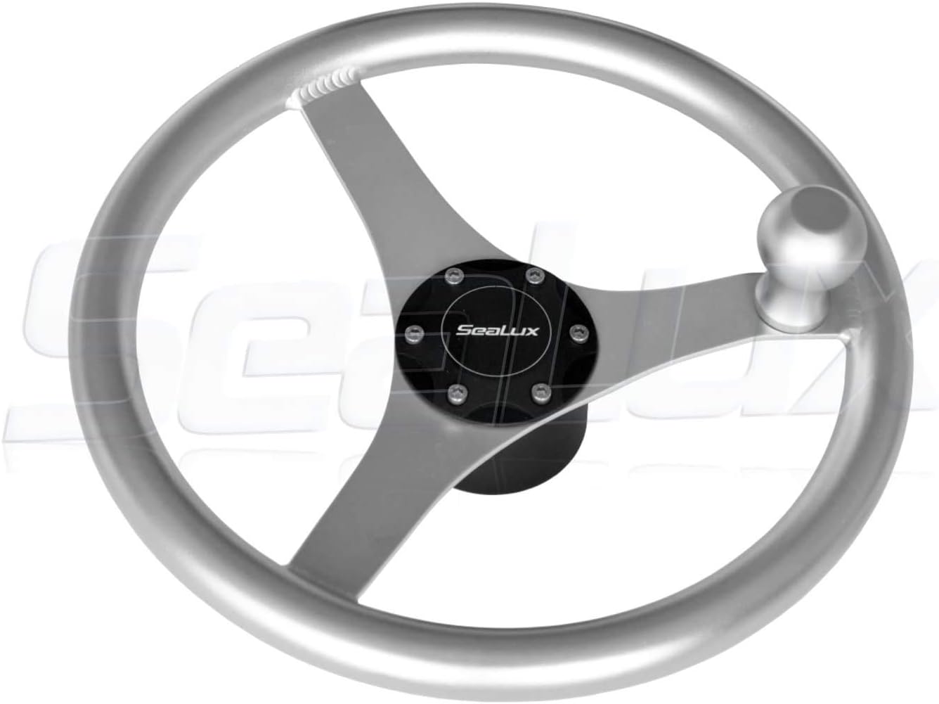 SeaLux Marine 3-Spoke 13-1/2" Aluminum Fabricated Sports Steering Wheel with Speed Knob