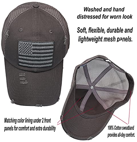 Image of Antourage American Flag Unconstructed Unisex Mesh Snapback Baseball Hat Cap for Men and Women +2 Patriotic Patches Included
