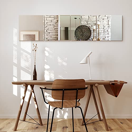 Edgewood Frameless Wall Mirror Self-Adhesive Tiles Full Length Real Glass 4-Piece Set, 14X14 Inches #TOP1