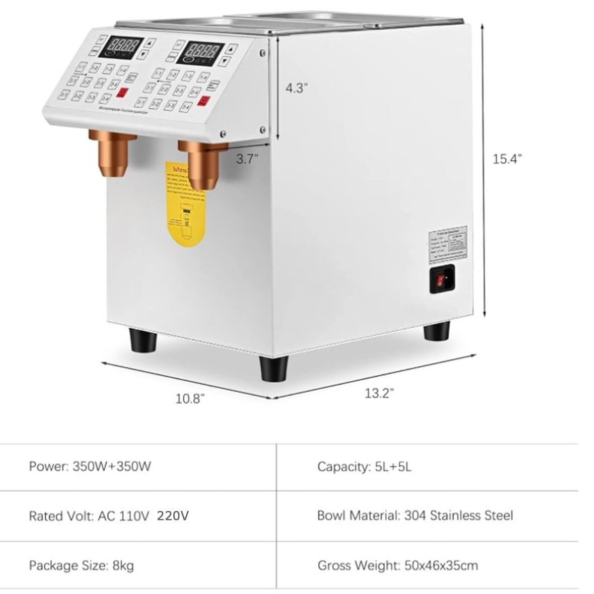 Distributore automatico di fruttosio, dispenser per sciroppo in acciaio inox da 12 litri per Bubble Tea, macchina commerciale elettrica con doppia scarica per una porzione quantitativa precisa