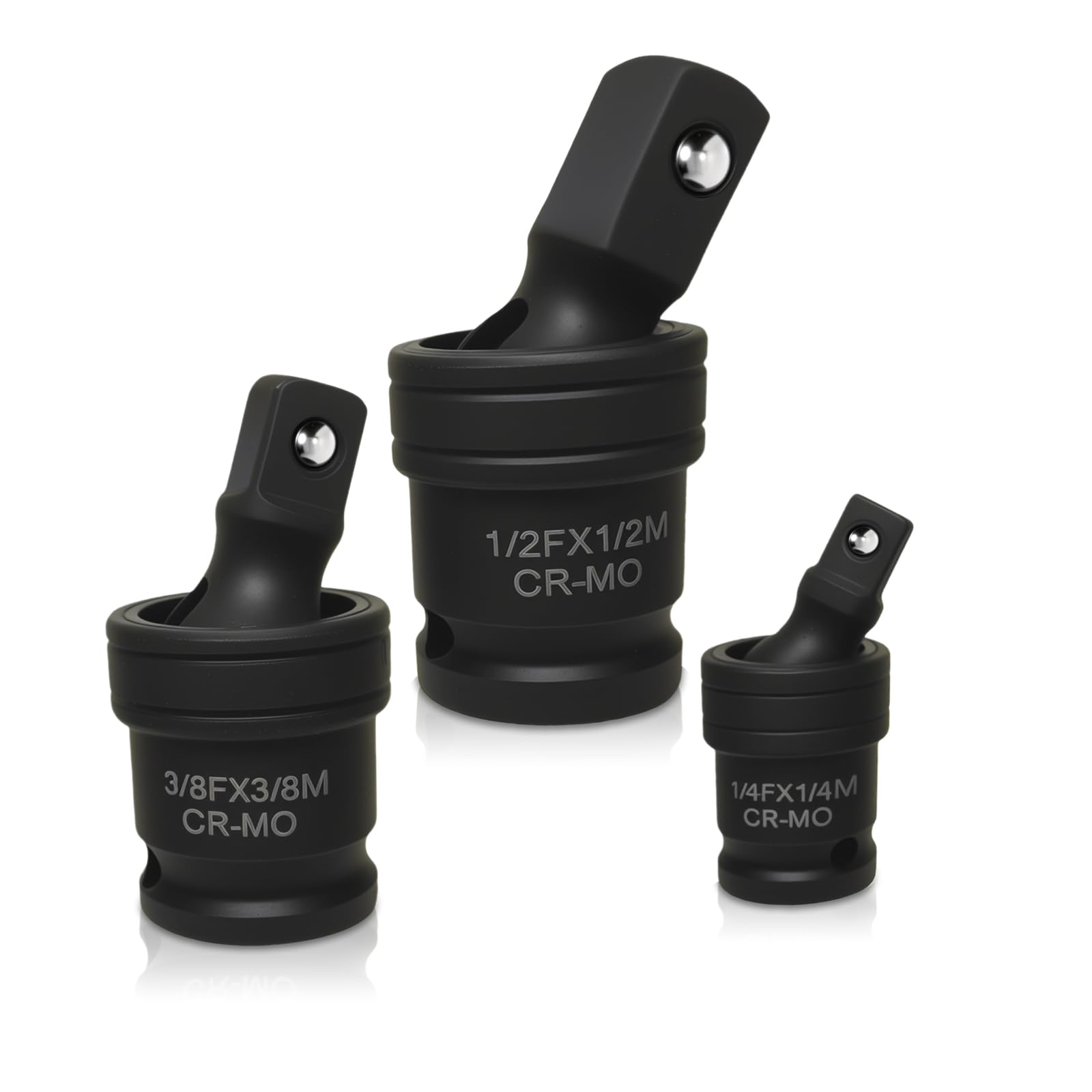 3Piece Impact Universal Joint-Socket Swivel Set,1/4",3/8"and 1/2"Drivers,impact swivel socket set,Premium CR-MO Steel Adapter Wobble Sockets,for