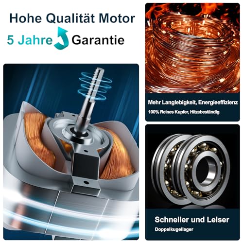 SBONNI Badlüfter 100mm, 12W Leiser Abluftventilator, 130m³/h Starker Lüftung Wandventilator, Geräuscharme Badezimmer Lüfter für Bad Küche,WC, Garage und Dachböden, 5 Jahre Garantie