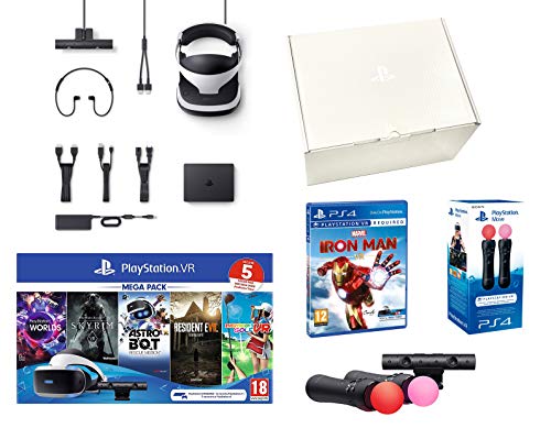 Sony Ps4 Move Twin Pack PlayStation VR2 MegaPack 2 Marvel's Iron Man VR + Astro Bot + Skyrim V + Resident Evil 7 + Everybody's Golf + VR Worlds +...