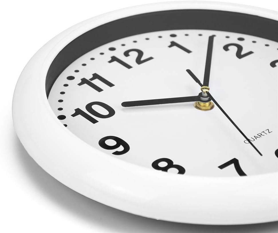 Nicunom 2 Pack Silent Non-Ticking Quartz Wall Clock, 10 Inch Round Battery Operated Easy to Read Decorative Modern Clock for Home School Office Kicthen, White