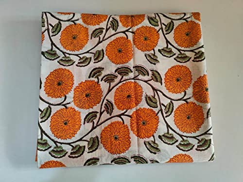 Image of Floral Printed Cotton Fabric Cloth Hand Block Print Fabric Women Material Running Jaipuri Hand Block Printed Women Dress Material Kurtis Natural 44 inch Inches Width 2.5 Meter (Pattern 13)