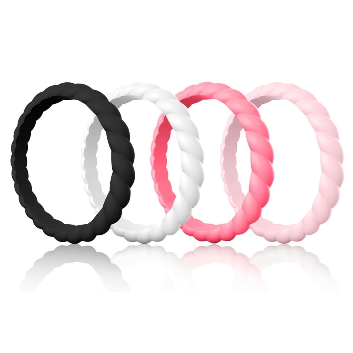 SANNIDHI® 4Pcs Silicone Rings for Women Rubber Stackable Finger Ring, Sport Style Thin Braided Wedding Rings Bands, Promise Ring - Size 8 (B0CJ4QTQDX) Amazon Price History, Amazon Price Tracker