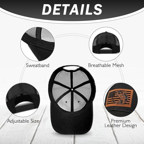 Image of Fishing Hat Fishing Gifts for Men, Bass Fish Flag Hats, Fishing Gear Accessories Stuff, Adjustable Fishing Trucker Hat