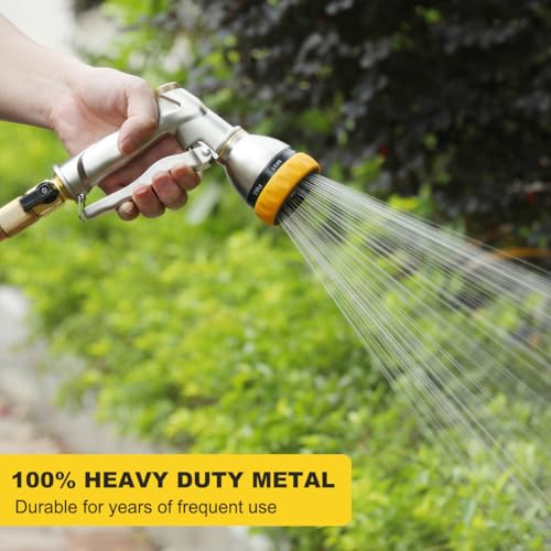 Image of FANHAO Garden Hose Nozzle Sprayer, 100% Heavy Duty Metal Water Hose Sprayer with 7 Spray Patterns, High Pressure Spray Nozzle for Watering Plants & Lawns, Washing Cars & Pets