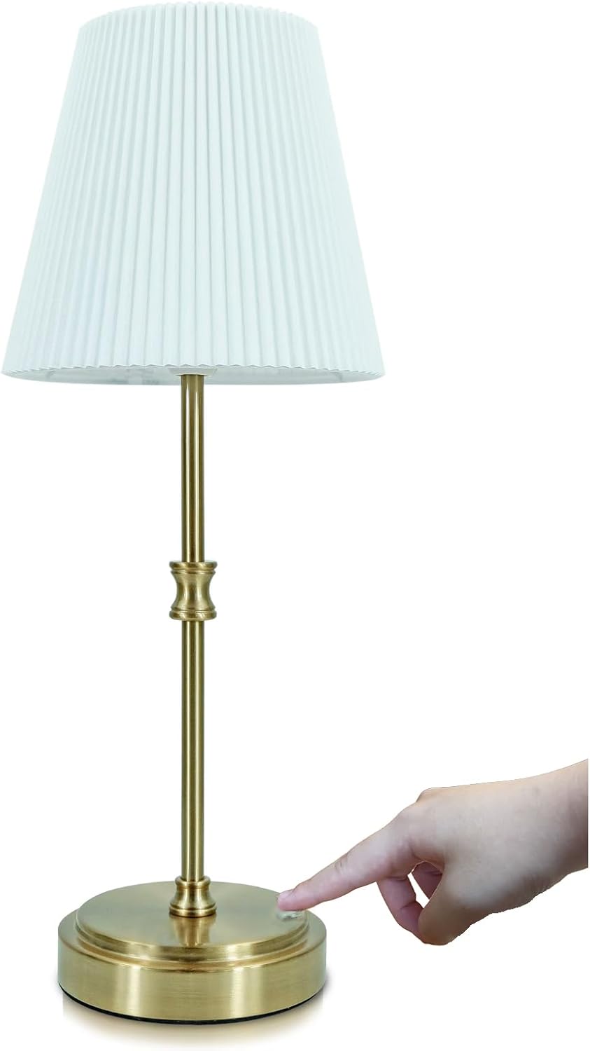 Cordless Table Lamp Rechargeable Vintage Gold-5000mAh Battery Operated Lamp for Decor, 2700K Stepless Dimming Touch Control Wireless Lamp for Bedroom, Living Room, Office, Dormitory