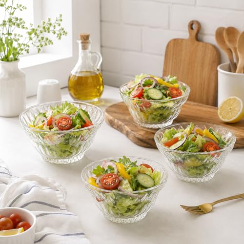 Image of WRINGO Glass Bowl for Kitchen Prep, Dessert, Dips, and Candy Dishes, Cake, Snack Bowl Set of 6 Or Nut Bowls, and Microwave Safe Clear Glass Bowls for Mixing, Storing Size 4.5 Inch (WR-03), 250 ml