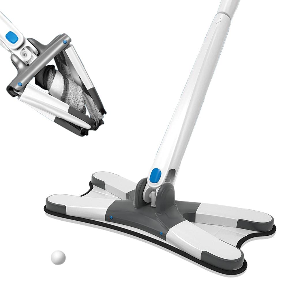 Mop, 360 grados de rotación libre de microfibra tipo X fregona plana de limpieza del piso del hogar Herramientas de limpieza Lazy Fellow Mop, reutilizable hogar cocina mano libre fregona, adecuado