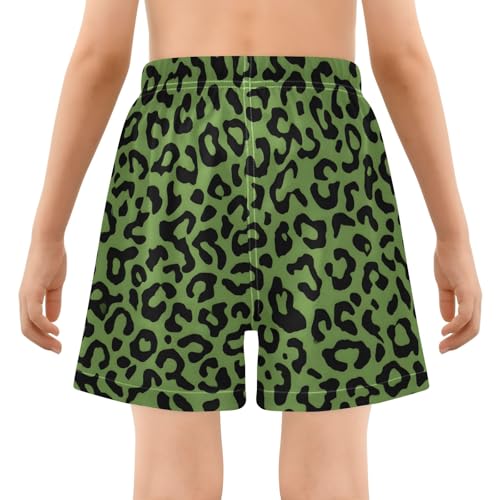 Bolaz Toddler Boys Swimwear Swim Trunks with Compression Liner 4T Green Leopard Cheetah3