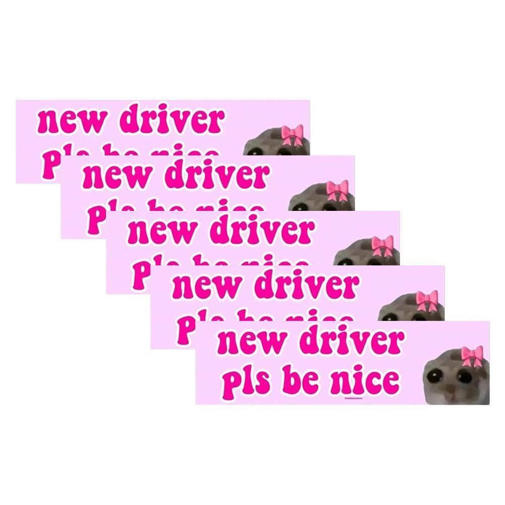2 Adesivi Riflettenti Per Auto 'Please Be Patient New Driver' - Per Principianti, Finestrini E Paraurti, Colore Rosa, 18x12 Cm - 2
