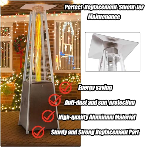 Terrassenstrahler Reflektorschild für Glasrohrheizstrahler Ersatzoberteil 4-seitig Pyramide Terrassenheizer Quadrat Schild, Lochabstand 2 3/4 Zoll – Bild 6