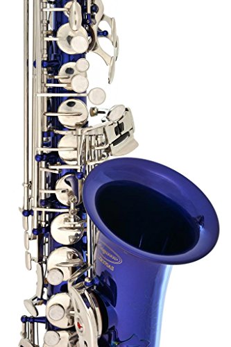 370-Bu - Blue/Silver Keys Eb E Flat Alto Saxophone Sax Lazarro+11 Reeds,Music Pocketbook,Case,Care Kit #TOP4