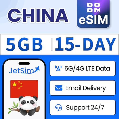 China eSIM – 5GB High-Speed + Unlimited Basic Data | 15-Day Travel Data Plan | Instant Activation, No Registration Needed | Works with Google, Whatsapp, Maps & More | Digital SIM