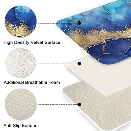 Chfukew Marmorblaue Badezimmerteppiche und -matten-Set, 3-teilig, waschbar, korallenfarben, rutschfeste Badematte… – Bild 5