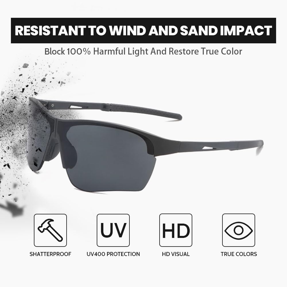 Folding Sports Sunglasses for Men, Cycling Running Glasses for Men Women Wrap Around Sunglass