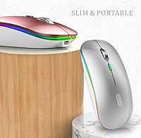 Vista 4 de TENMOS Ratón inalámbrico Bluetooth, LED delgado (Bluetooth 5.1 + USB) 2.4GHz ratón Bluetooth inalámbrico recargable silencioso con adaptador tipo C