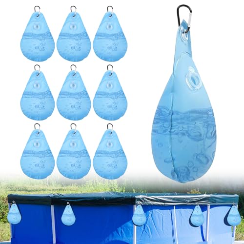 10 Pack Pool Cover Weights with Hooks PVC Pool Cover Weights Above Ground Leakproof Heavy Duty Above Ground Pool Tarp Weights Swimming Pool Cover Hanging Bag