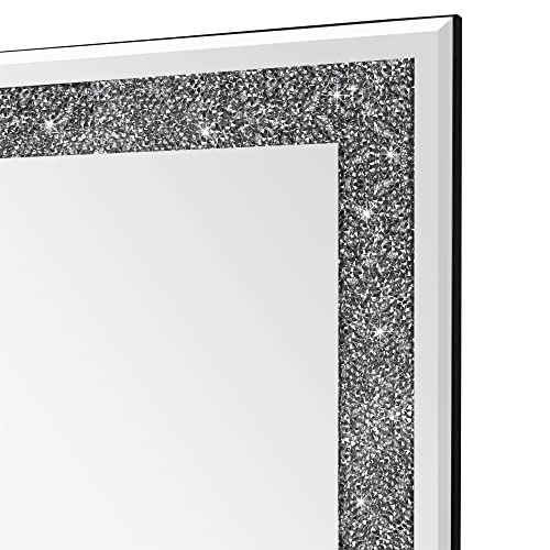 Ruomeng Wall Mirror Rectangular Crystal Crush Diamond Mirror for Home Decoration Accent Mirror for Bathroom, Entryway and Bedroom, 24" x 36"
