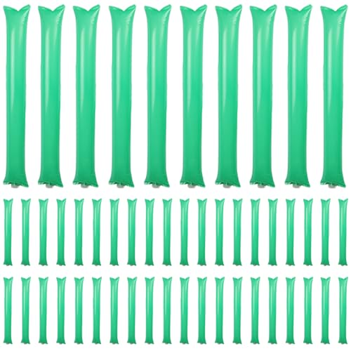 Kalastussaari Thunder Sticks, 50Pcs Inflatable Noise Makers, 23.6 Thick PVC Cheering Tools for Sports Events, Parties(Green)