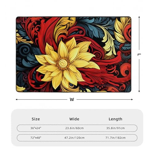 Tapis de sol absorbant floral 183x122cm antidérapant pour le salon