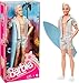 Produktbild Barbie The Movie - Puppe Filme Fans, Ken-Puppe, Sammelpuppe im Surfbrett und Turnschuhen, beweglicher Körper, platinblondes Haar, als Geschenk für Kinder ab 3 Jahren geeignet, HPJ97
