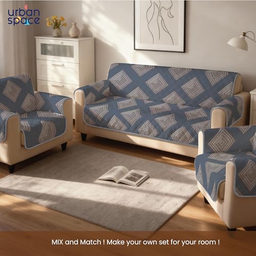 Image of Urban Space 1 Seater Quilted Sofa Cover mat, Non-Slip Sofa Protector, Easy Care & Machine Washable Cover, Sofa Seat Runner for Couch for Living Space (1 Seater - Midnight Mist)