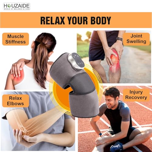 Image of HOUZAIDE Knee Massager for Joint Pain Relief, Advanced 7-Level Heating, 3 Level Air Compression & 3 Modes Vibration, Knee Pain Relief Enhanced Recovery for Knees & Joints with Orthozen Roll-on | Raksha Bandhan Gift Option
