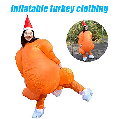 JIEHED Christmas Inflatable Costume Roast Turkey Game Cloth Adult Fun Blow Up Suit Cosplay Mascot Cosplay Costume Party Fancy Dress Blow Up Body Suit Jumpsuit Adult Suit - Roast Turkey Shape