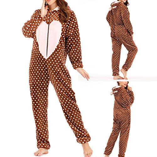 BELLA HXR Pigiama Tuta Donna Invernale Pigiama Caldo con Zip Animali Cosplay Sleepwear Adulto Camicie da Notte da Donna Monopezzi e Tutine Cosplay Homewear