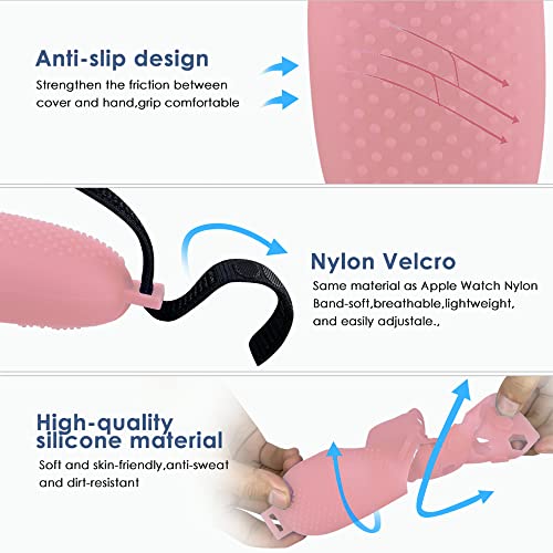 Jymegovr For Oculus Quest 2 Controller Silicone Cover, Protective Accessories For Meta Vr Grips With 2 Silicone Button Covers, Multi Colors Soft Grips Skin (Pink For Grips) #TOP5