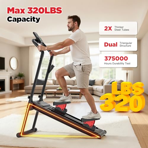 Image of Magnetic Stair Stepper for Home,Vertical Climber Adjustable Resistance Up to 77LBS,Folding Compact Cardio Stair Climber with 350LBS Weight Capacity,19''Extended Stride