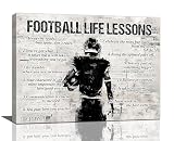 Football Sports Wall Art Football Life Lessons Wall Decor Football Sign Retro Poster Boy Men Room Motivational Decorations Canvas Print Painting Artwork for Bedroom Bathroom Living Room 16'x12'