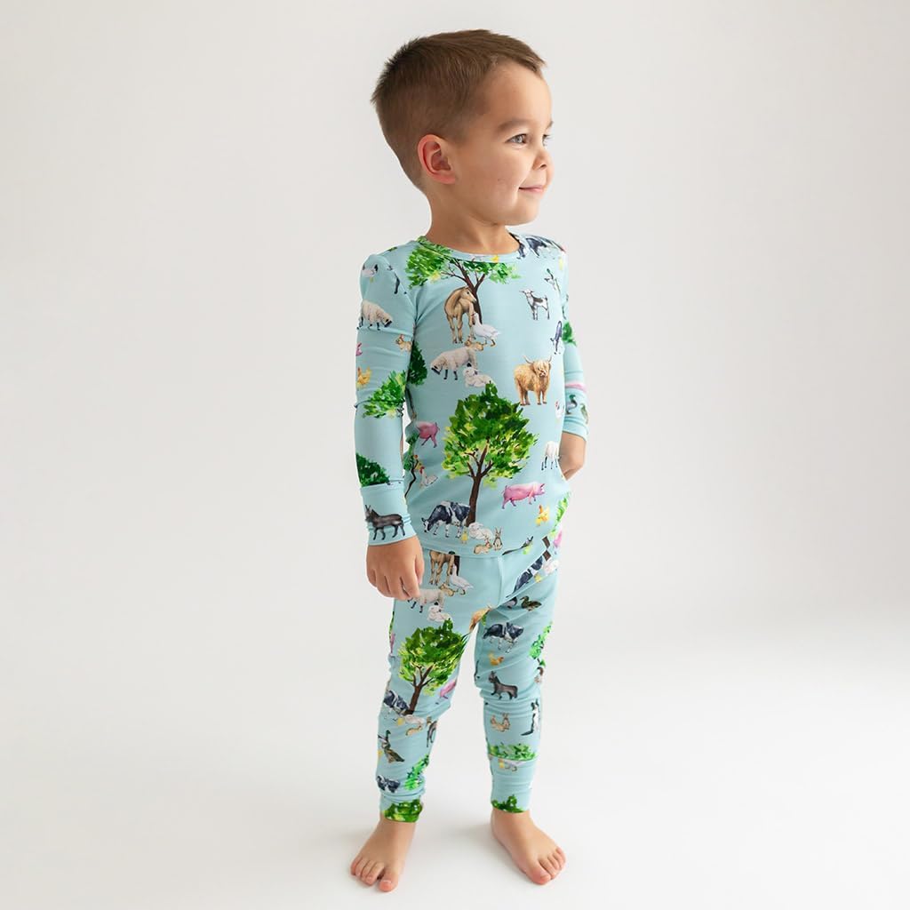 Posh Peanut Boys Pajamas - PJs for Kids Made of Soft Viscose from Bamboo, Long Sleeve Toddler PJs & Matching Boys Pajama Sets