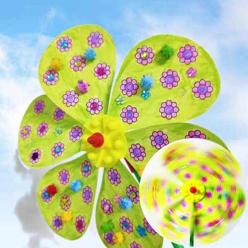 Speedwings Make Your Own Pinwheel Flower (Pack Of 6 Designs) Create Unique Pinwheels - Decorate With Gem Stickers & Pompoms - Fun & Colorful Summer & Fall Crafts For Kids Ages 4 6 8 10 #TOP6