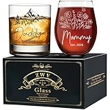 ZWV New Parents Pregnancy Whiskey Glass Set Gift, Mommy and Daddy To Be Gifts - Baby Shower, Mommy Daddy 2026 Glass Set, Pregnancy Announcement, Funny Gift for Christmas Birthday Daily Use -129