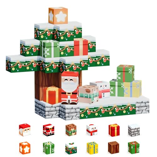 Zolovip Magnetische Bausteine für Mädchen Kinder 60 Stück(Weihnachten)
