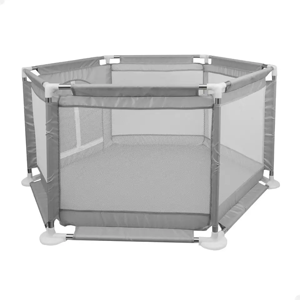 Cercadinho Infantil 125x65cm Playpen Portátil Seguro para Bebês, Com Tela Respirável e Fecho Zíper, Chiqueirinho Criança Menino Menina (Cinza)