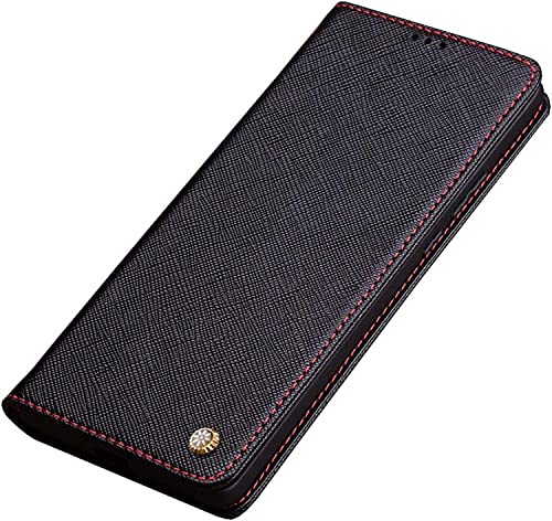 Étui en cuir véritable iPhone 14 Pro Max avec coutures contrastées élégantes