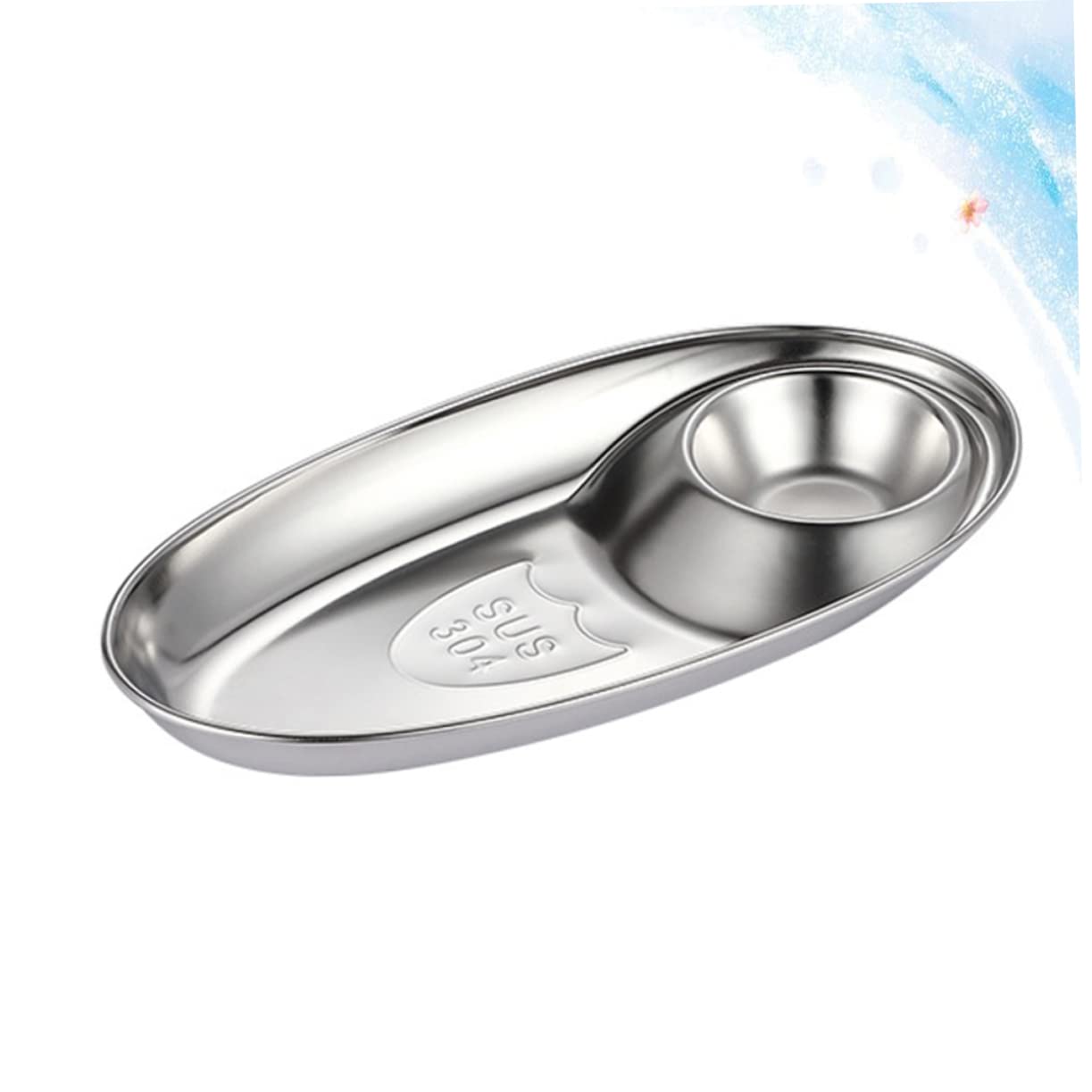KICHOUSE 1pc 304 Sauce Dish Appetizer Plates Snack Plates Appetizers Household Dipping Plate Blove Sauce Condiments Mini Dip Bowl Dipping Bowl Stainless Steel Dipping Plate Silver re-usable