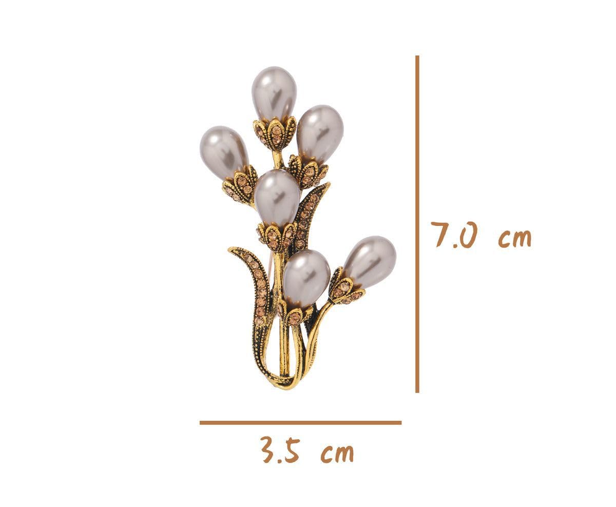 Broche vintage de narciso champán – Pin de ramo de perlas refinadas para accesorios de abrigo de moda
