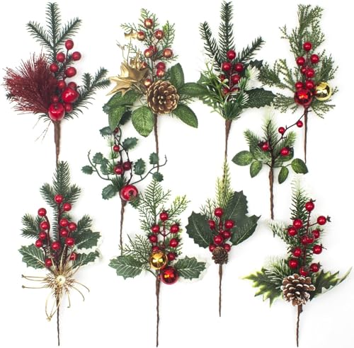 Image of Set of 10 Artificial Pine Picks Christmas Pine Picks
