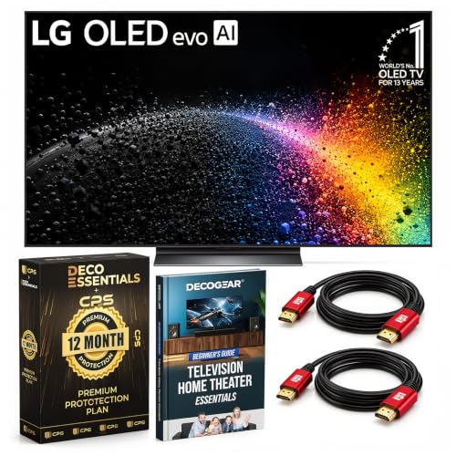 LG 77 Inch OLED evo AI C6H 4K Smart webOS TV (2026) OLED77C6HUP.AUSZ Bundle with 1 YR CPS Enhanced Protection Pack, 2X 6FT HDMI Cable and Deco Gear Home Theater Beginner's Guide