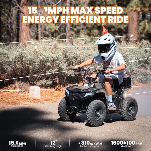 Image of MOSTA 40CC 4-Stroke Gas-Powered ATV, 4 Wheeler Off-Road Dirt Quad for Kids, Max 15 MPH, Parental Speed Control with Storage Box, Easy Pull Start (Black /Camouflage)
