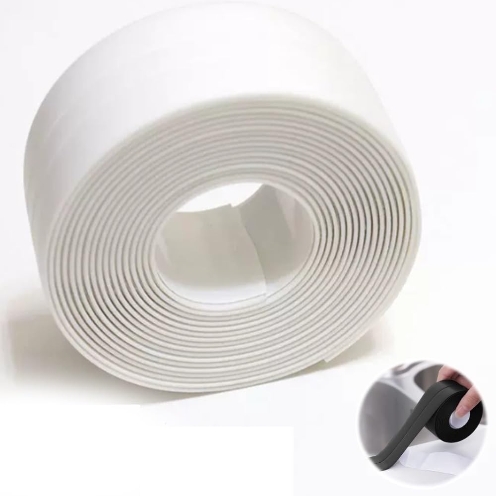 YUEKOPOU White Self Adhesive Waterproof PVC Caulk Tape 3 Rolls 1.5in x 10.5ft