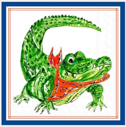 Serviettes orange alligator Rosanne Beck 3 plis 40 unités