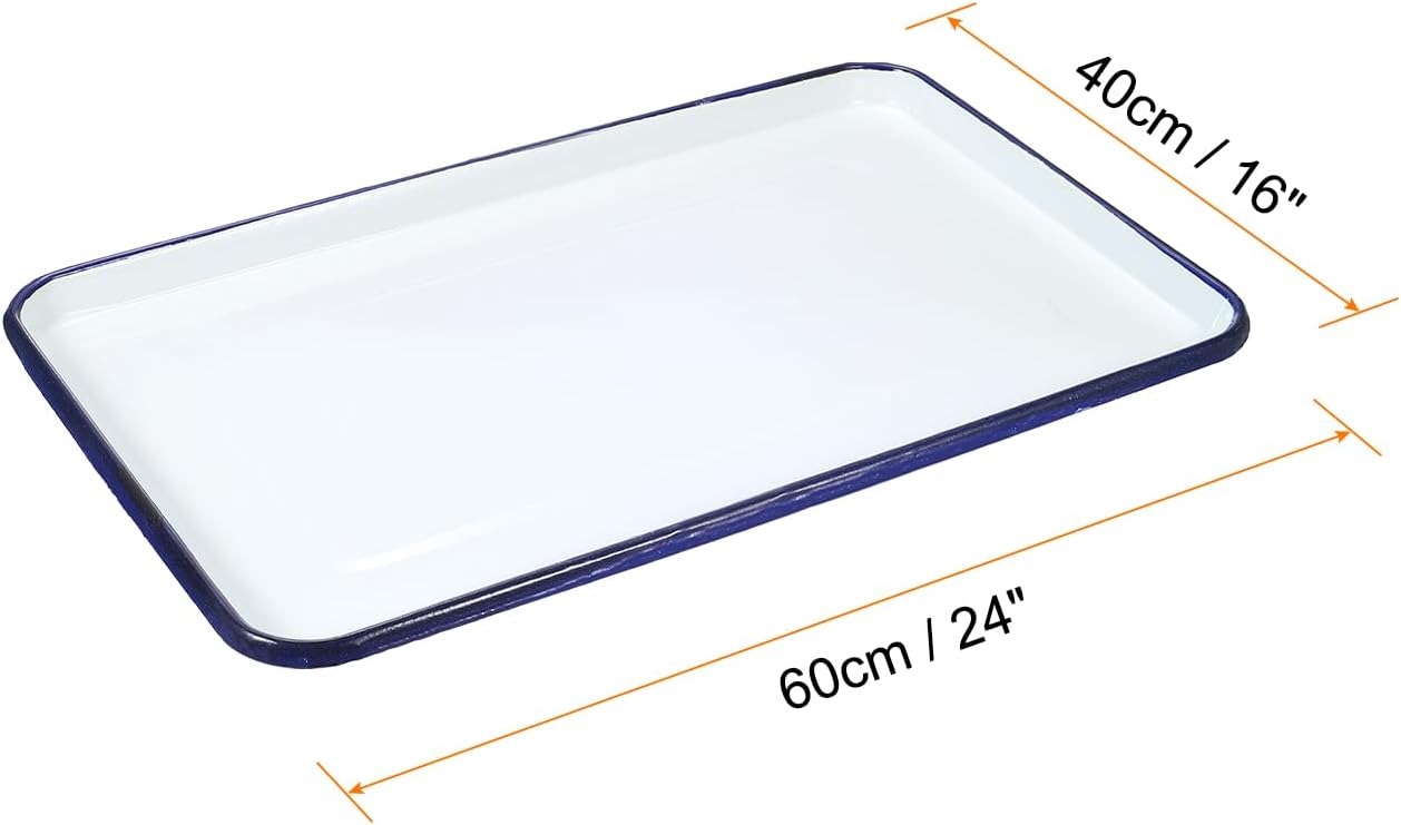 HARFINGTON Butcher Tray Palette 24" x 16" Metal Triple Enamel Coated Rectangular Tray Holder Artist Painter Painting Tool for Art Paint Acrylic Watercolor Mixing