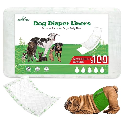 Image of Dog Diaper Liners 100ct Super Absorption Disposable Dog Diaper Booster Pads Leak-Proof for Female and Male Fit Most Reusable Pet Belly Bands, Wraps and Period Diapers(Regular, S-100ct)